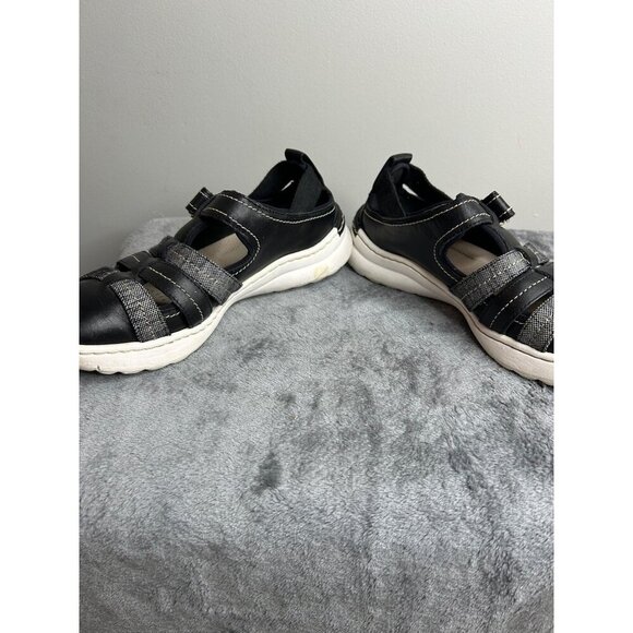 Clark's Women Teagan Step Loafer Black grey leather sandal adjustable size 7M - Picture 7 of 8